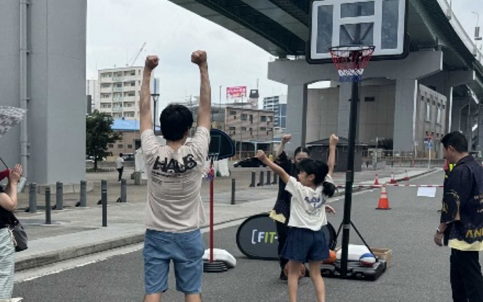 フリースロー体験の様子