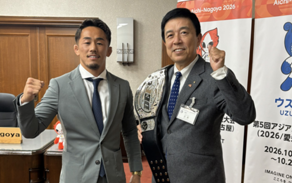 広沢市長と村元友太郎選手の写真